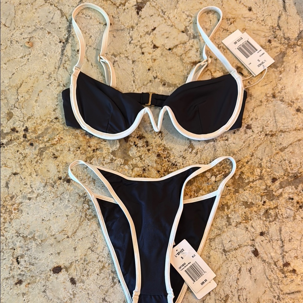 L*Space Black And White Bikini Set Modern Minimalist Swim